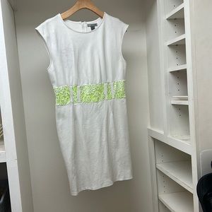 White dress with neon green accent